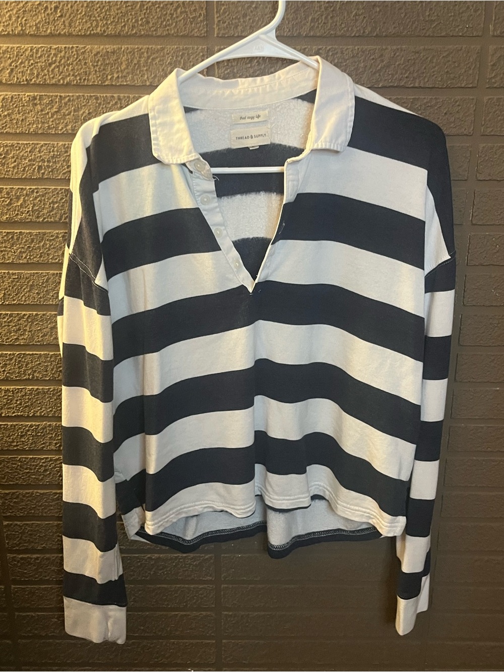 Thread & Supply Navy and White Striped Pullover